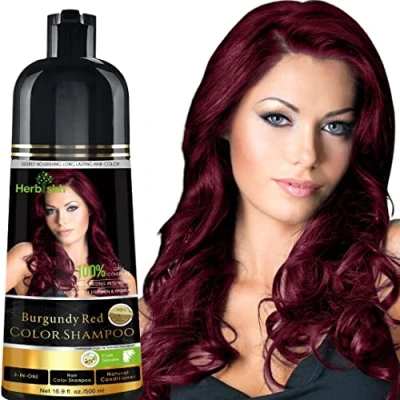 Image of Herbishh Hair Color Shampoo for Gray HairNatural Dye ShampooColors In MinutesLong lasting colour500 ML3 1 ColorAmmonia Free (Burgundy)