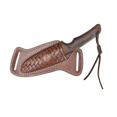 Image of TOURBON Leather Horizontal Knife Sheath for Belt EDC Holster Straight Tool Pouch Handmade Gift Men