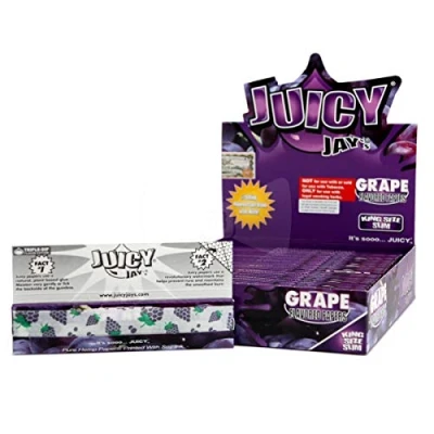 Image of JUICY JAYS King Size Slim Rolling Paper Grape Flavored Full Box of 24
