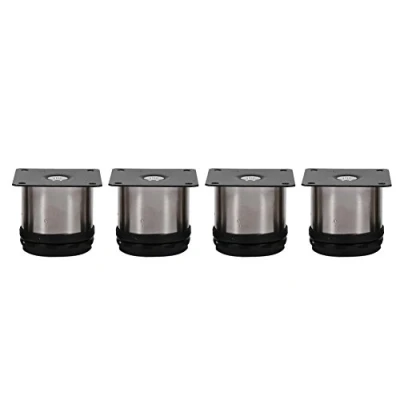 Image of 4 pcs Adjustable Round Legs for Furniture Sofa Cabinet Chair, Rubber Feet Stainless Steel Support Pad, 6 x 6 cm
