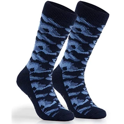 Image of CityComfort Mens Slipper Socks, Thick Warm Non Slip Bed Socks Gifts for Men (Navy)