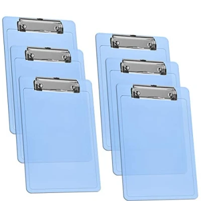 Image of Acrimet Clipboard Memo Size A5 (23,5 cm x 16 cm) Low Profile Clip (Plastic) (Clear Blue Color) (6 Pack)