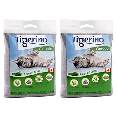 Image of Tigerino Canada Fresh Cut Grass Clumping Clay Cat Litter 24KG A Scented Antibacterial Disposable And Hypoallergenic Hygiene With Smell Control Formula