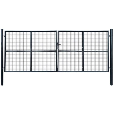 Image of vidaXL Mesh Garden Gate Galvanised Steel 400x150 cm Grey