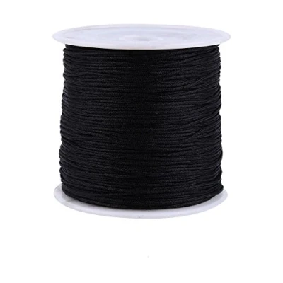Image of GLOGLOW 20 colors 100M x 0.8mm Nylon Cord Satin String Rattail Trim Chinese Knot for Necklace Bracelet Beading Jewelry Making (Black)