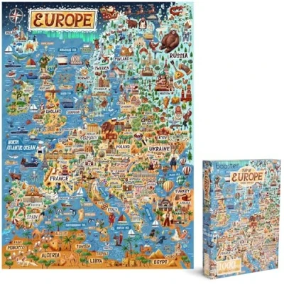 Image of Jigsaw Puzzles For Adults 1000 Piece Map Of Europe Puzzle European And Kids Geography Gifts by bopster