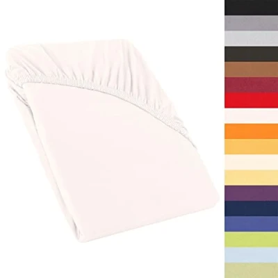 Image of CelinaTex Perla Box Spring Bed Water Topper Fitted Sheet 180 x 200 cm Snow White Jersey Mako Cotton 160 g/m²