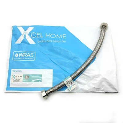 Image of 1 x WRAS Approved 300mm 1/2&quot; BSP (10mm Inner bore) Flexible Pipe Connector Monobloc Mixer Kitchen Sink/Bathroom Basin Tap Stainless Steel Braided Flexi Tails Xcel Home™