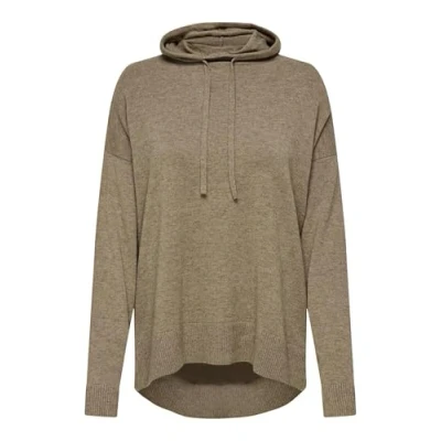 Image of ONLY Women&#039;s Onlibi LS Loose Long Hood CC KNT Knitted Jumper, Malt Ball/Detail: Melange, S