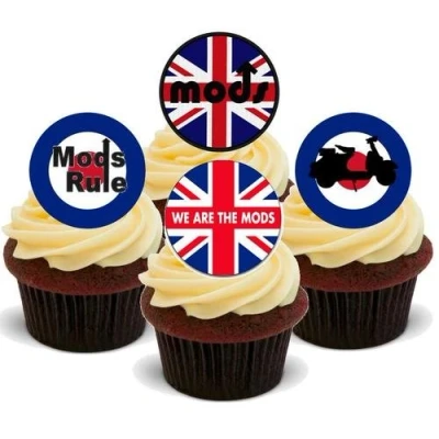 Image of Mods Mix 12 Edible Stand Up Premium Wafer Card Cake Toppers Decorations