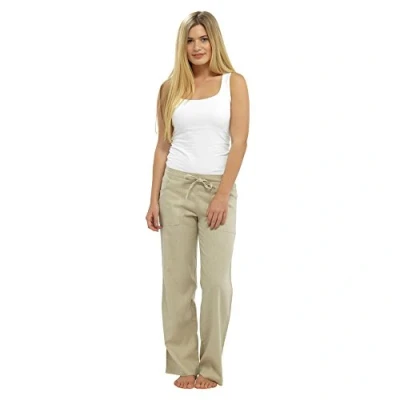 Image of Ladies Womens Linen Casual Trousers with Pockets New 2015 Design (3XL, Stone)