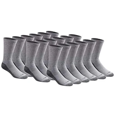 Image of Dickies Men&#039;s Multi pack Dri tech Moisture Control Crew Socks, Grey (18 Pairs), L UK