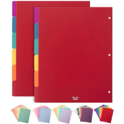Image of Mr. Pen Binder Dividers, 6 Tab Pack of 2 Sets (12 Dividers Total), Plastic for 3 Ring Binder, with Tabs,
