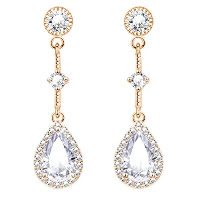 Image of KristLand Teardrop Earrings 925 Sterling Silver Stud with Sparkling Cubic Zirconia Stones Party Birthday Gifts for Women Ladies Girls