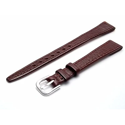 Image of Générique Women&#039;s Open Watch Strap for Vintage Watches Genuine Leather 10mm Brown with Chrome Buckle (Silver Colour), Strap,