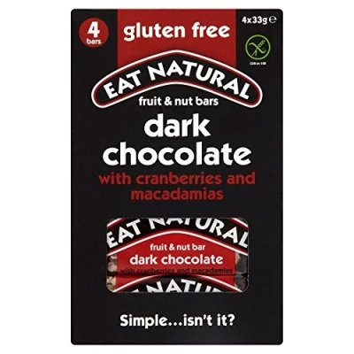 Image of Eat Natural Gluten Free Bars Cranberries, Macadamias and Dark Chocolate (4x33g) Pack of 2 by