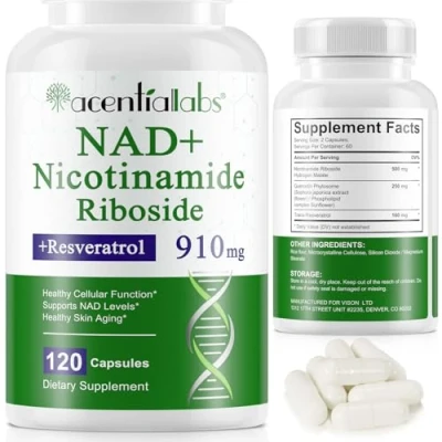 Image of NAD+ Supplement 910mg, Boost Levels with Nicotinamide Riboside, Support Cellular Energy &amp; Anti Aging 120 Capsules