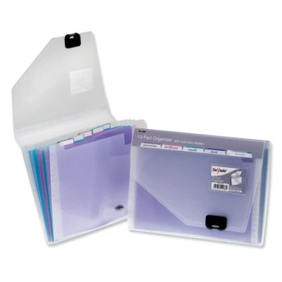 Image of Snopake Expanding Organiser File with Multicoloured Elektra Dividers 6 Part A4 Clear Ref 15172