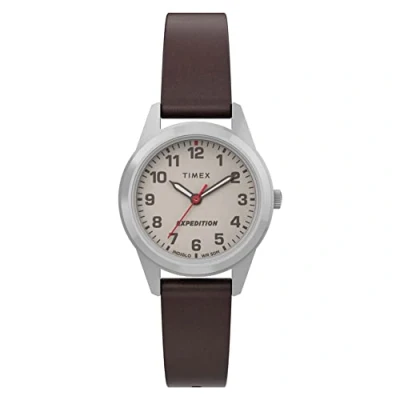 Image of Timex Expedition Women&#039;s 26mm Brown Leather Strap Cream Dial Watch TW4B25600