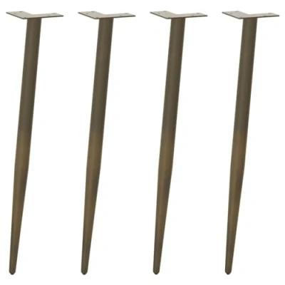 Image of vidaXL Coffee Table Legs Conical Natural Steel Powder Coated, Adjustable Levellers, Suitable Living/Dining Room