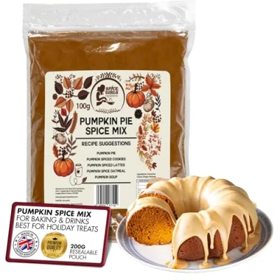 Image of Pumpkin Pie Spice Mix with Cinnamon, Ginger &amp; Nutmeg 200g All Natural, Gluten Free for Halloween, Autumn, Winter Baking Pie, Latte, Soup, Cookies Cakes