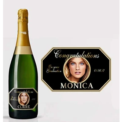 Image of Personalised Champagne Photo Bottle Label Any Wording