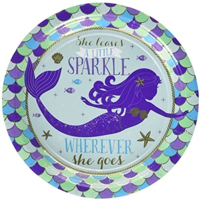 Image of (PKT) Mermaid Wishes Paper Plates 18cm (8 pk)