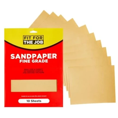 Image of Fit For The Job 10 Large A4 Size Sheets Fine Grade Sandpaper Sanding Wood, Furniture, Metal, Plaster Home Improvement, Decorating &amp; More, 11x9 inch (230x280mm) 11&quot; x 9&quot;