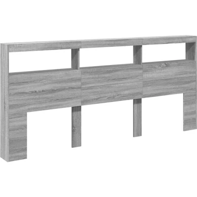 Image of vidaXL Headboard Cabinet with LED Grey Sonoma 220x17x102 cm