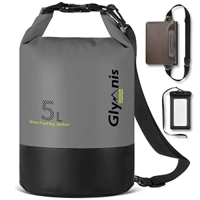 Image of Glymnis Dry Bag 5L 10L 20L Waterproof with Pouch + Phone Case and Adjustable Shoulder Strap for Kayaking Boating Fishing Rafting Swimming Camping Snowboarding