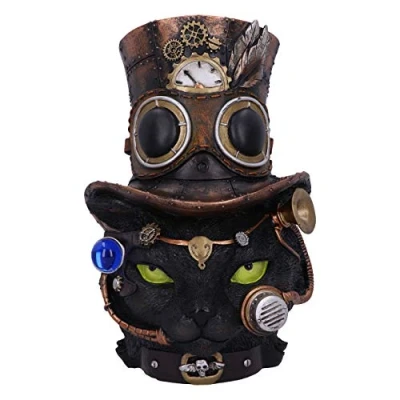 Image of Nemesis Now Felius Mogg 28.8cm Steampunk Black Cat Head Figurine