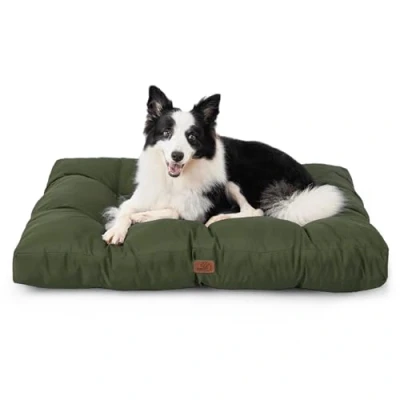 Image of Bedsure Waterproof Dog Bed Large Washable Mattress with Oxford Fabric, Water Resistant Pillow for Crate, Green,91x68x10cm