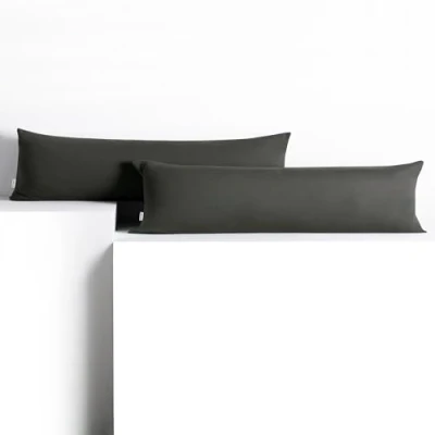 Image of DecoKing 2 Pillowcases 20 x 145 cm Jersey Cotton Zip Graphite Amber