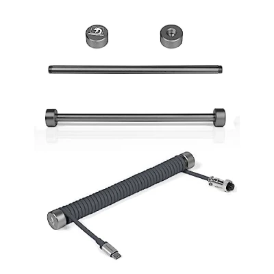 Image of MAMBASNAKE RC01 Custom Fixed Rod For Coiled Keyboard Cable, CNC Aluminum Winder, Mechanical Cable Management Pole, Aviator Metal Weight Bar, 7.68In Length Gaming Black
