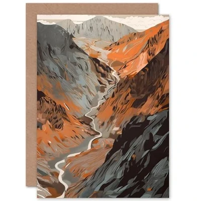 Image of Artery8 Scaffel Pike Hiking Trail Rocky Mountain Landscape Travel Birthday Sealed Greeting Card Plus Envelope Blank inside