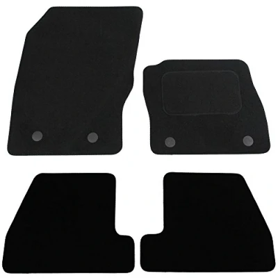 Image of JVL 3546 Fully Tailored 4 Piece Car Mat Set with Clips, Black