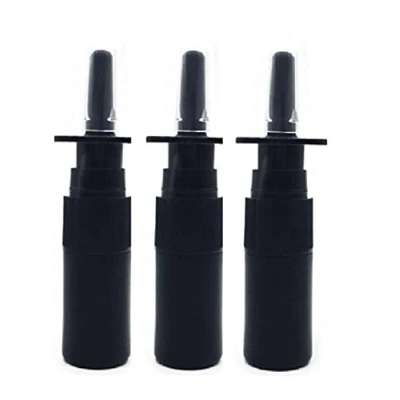 Image of CMJ 3 x 5ml BLACK Plastic Nasal Spray Empty Refillable Bottle Fine Mist Tan Spraying UK Seller