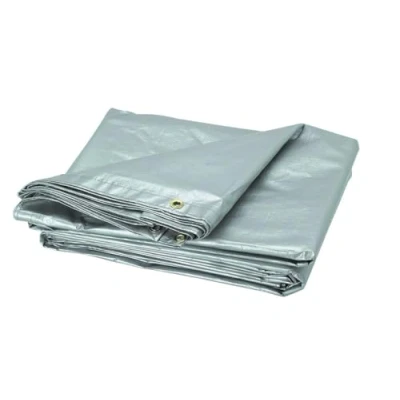 Image of DIAH DO IT AT HOME Heavy Duty Grey Tarpaulin 200 GSM Ground Sheet Multipurpose Waterproof Furniture Caravan Cover Camping (6M X 8M)