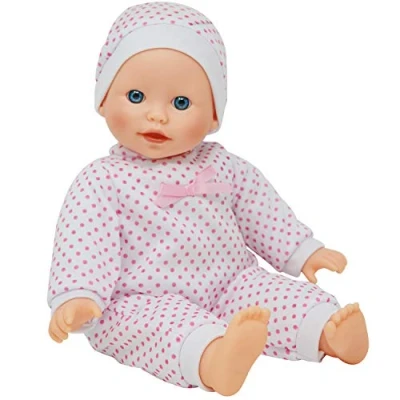 Image of The New York Doll Collection Baby for girls Soft Body Caucasian 14 inch/36 cm Headband fit and Pink Dress (Bonus Dummy Included)