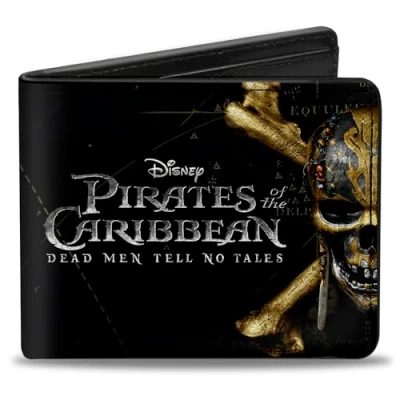 Image of Buckle Down Men&#039;s Pirates of The Caribbean Dead Tell NO Tales Skull Bi Fold Wallet, Multicolor, Default Size