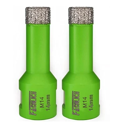 Image of FACHLICH Diamond Core Drill Bit,2pcs Diameter 14mm Thread M14,Vacuum Brazed Dry Wet Hole Saw for Porcelain Tile,Granite,Marble,Concrete,Masonry,Brick