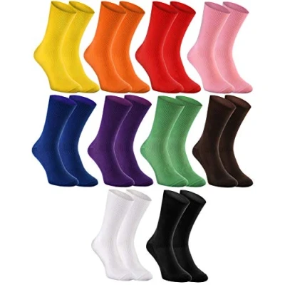 Image of Rainbow Socks Women Men Antibacterial Diabetic Non Elastic Loose 10 Paar Mix Size 6,5 8