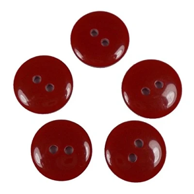 Image of Smartie Buttons Polyester Round 2 Hole Pack of 5 (15mm, Red)