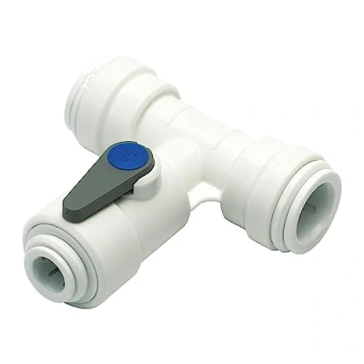 Image of JOHN GUEST Acetal ANGLE STOP VALVE. Push fit Branch Tube O.D. 3/8&quot; to 15mm BSP Thread. Speedfit Part No ASV4. Imperial Metric Threaded Fittings for Drinks Dispensers and Pure Water.