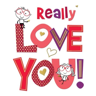 Image of Piccadilly Greetings Valentine&#039;s Day Card, Really Love You Open 8 x 6 inches