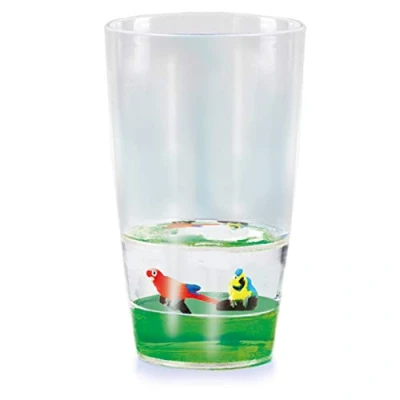 Image of Floatarama Tumbler Parrot from Deluxebase. Acrylic Drinking Glass with Floating Animal Figurines. 250ml BPA Free for Children and Adults.