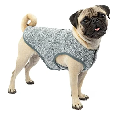 Image of Kurgo Core Dog Sweater, Year Round Sweater for Dogs, Fleece Vest, Knit Pet Jacket, Lining,Lightweight, Zip Opening Harness, Adjustable Neck, Violet, Extra Small