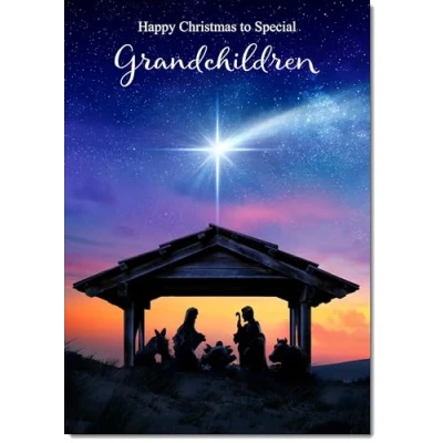 Image of doodlecards Grandchildren Christmas Card Nativity Scene Large A4 Size for with Plain Envelope
