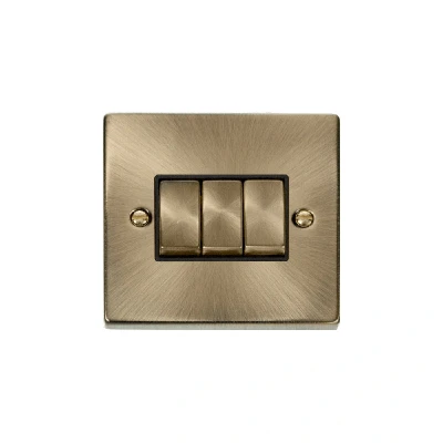 Image of Antique Brass Triple (3 gang) 2 way Light Switch