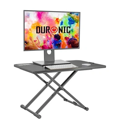 Image of Duronic Sit Stand Desk Top Converter DM05D24 Adjustable Standing Sitting Riser Workstation Desks for Office Table Home PC Laptops Computer Monitor